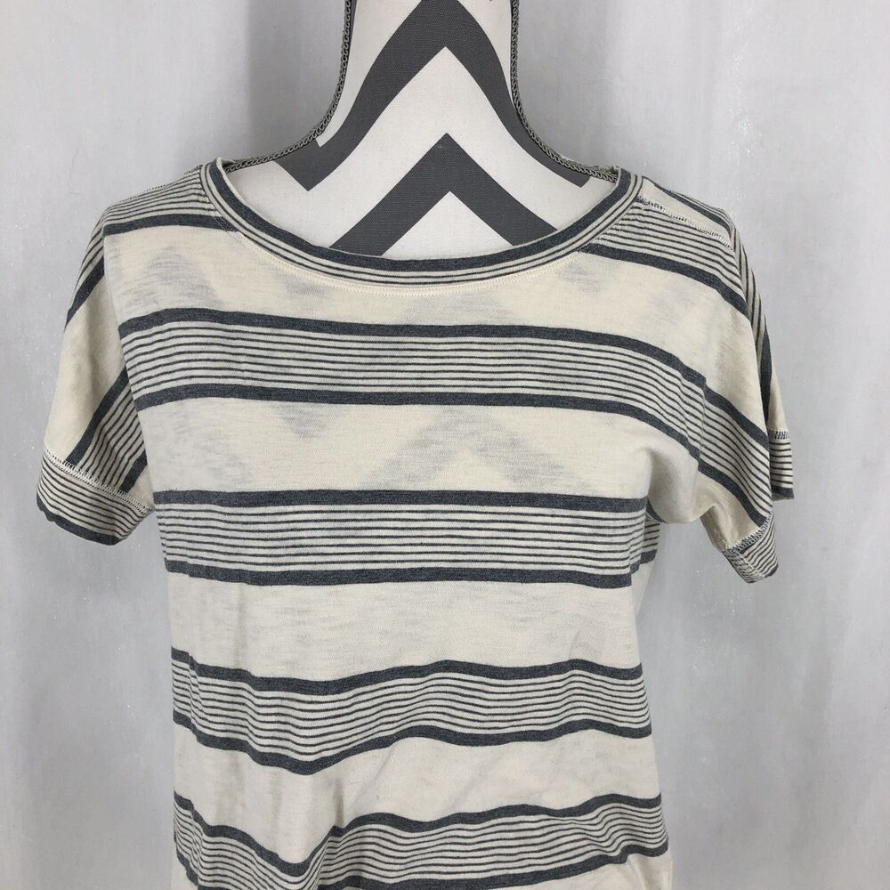 NORTH FACE SAND SCAPE T-SHIRT STRIPED SHORT SLEEVE CREAM GRAY NF0A3G2L MEDIUM